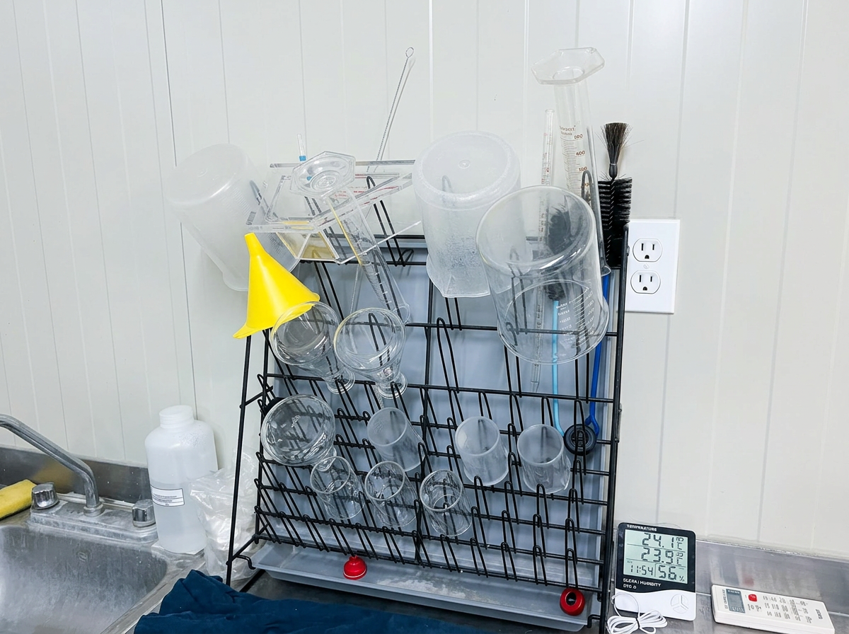 Clean laboratory glassware used for testing and validation