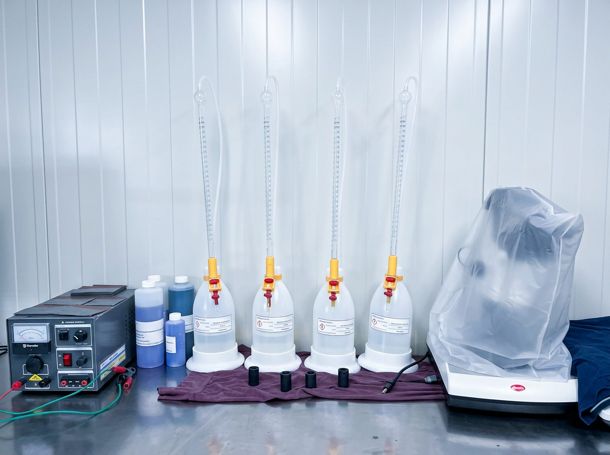 Laboratory titration setup for bath chemistry control